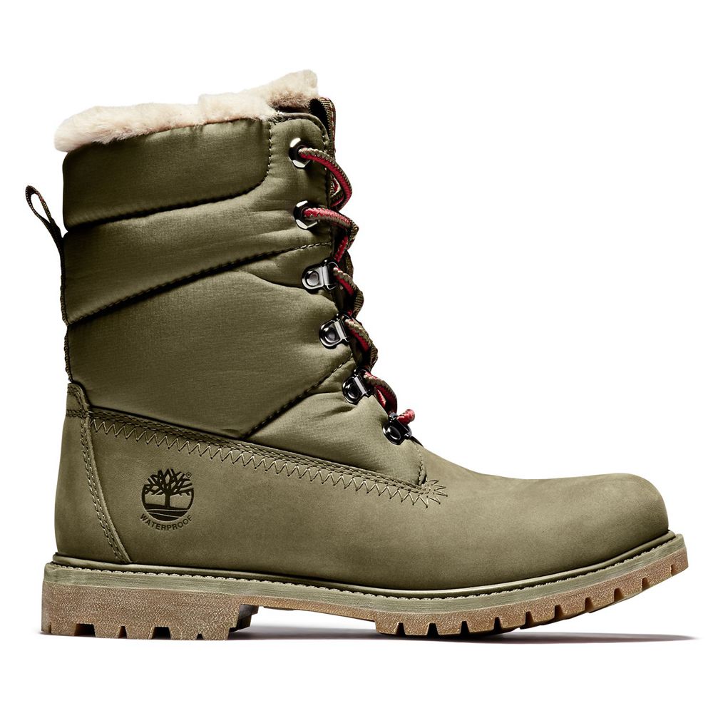 Bototos Timberland Mujer 6-Inch Premium Leather/Fabric Waterproof Verde Oliva - Chile UCE-598732